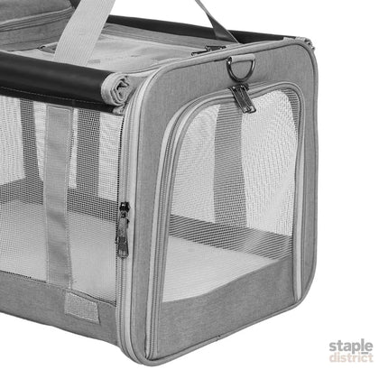 Pawz 3 in 1 Pet Soft Crate Dog Cat Carrier M Size Grey-2029387205448962052