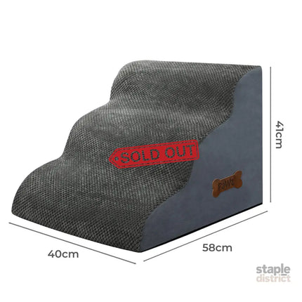 Pawz 3 Steps Pet Stairs Dog Ramp High Density Foam Grey-2029387207948767234