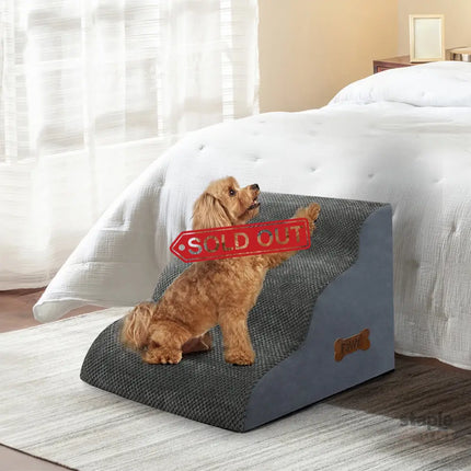 Pawz 3 Steps Pet Stairs Dog Ramp High Density Foam Grey-2029387207948767238