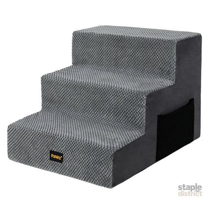 Pawz 3 Steps Pet Stairs Dog Ramp High Density Foam Grey-2006733392930017280