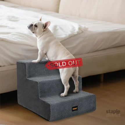 Pawz 3 Steps Pet Stairs Dog Ramp High Density Foam Grey-2006733392930017286