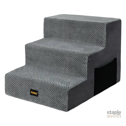 Pawz 3 Steps Pet Stairs Dog Ramp High Density Foam Grey-2006733392930017288