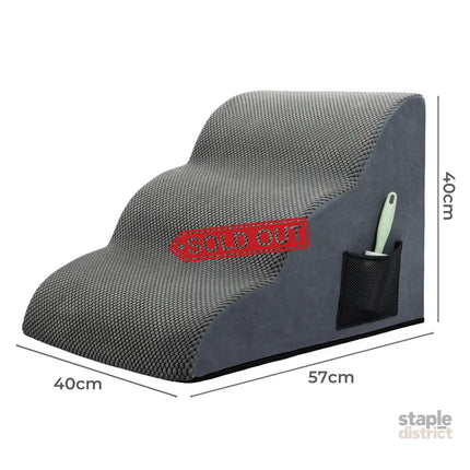 Pawz 3 Steps Pet Stairs Dog Ramp High Density Foam Grey-2018816769506021378