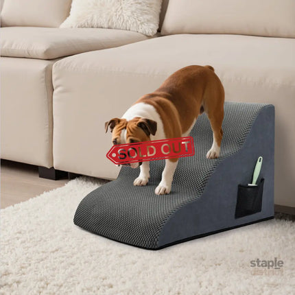 Pawz 3 Steps Pet Stairs Dog Ramp High Density Foam Grey-2018816769506021383