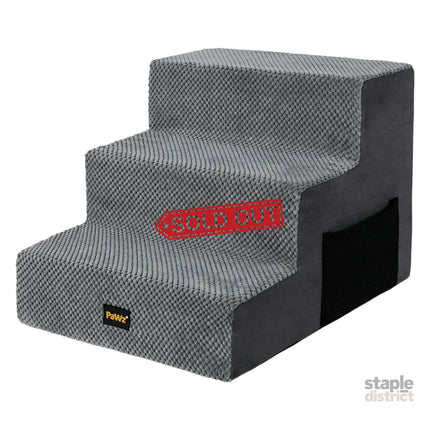 Pawz 3 Steps Pet Stairs Dog Ramp High Density Foam Grey-2006733392930017288
