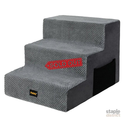 Pawz 3 Steps Pet Stairs Dog Ramp High Density Foam Grey-2006733392930017280