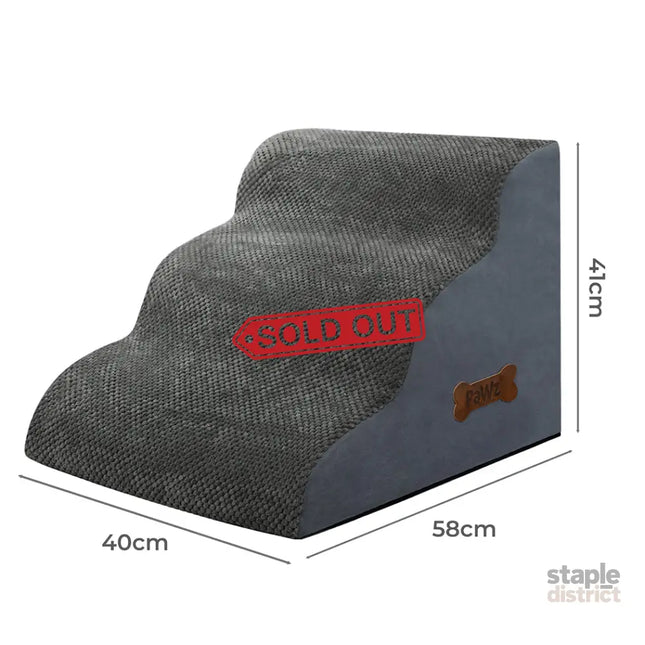 Pawz 3 Steps Pet Stairs Dog Ramp High Density Foam Grey-2029387207948767234