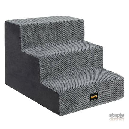 Pawz 3 Steps Pet Stairs Dog Ramp High Density Foam Grey-2006733392930017281