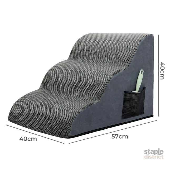 Pawz 3 Steps Pet Stairs Dog Ramp High Density Foam Grey-2018816769506021378
