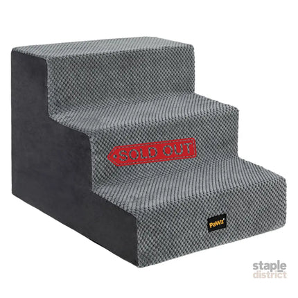 Pawz 3 Steps Pet Stairs Dog Ramp High Density Foam Grey-2006733392930017281