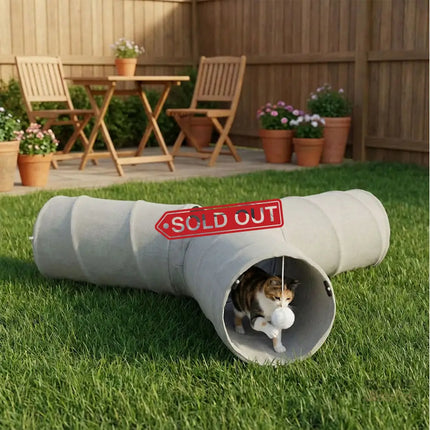 Pawz 3 Way Cat Tunnel Toy Interactive Foldable Tube Indoor Pet 2 Haning Balls-2050056765285994502