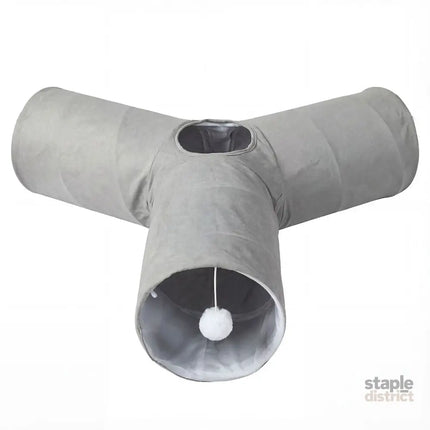 Pawz 3 Way Cat Tunnel Toy Interactive Foldable Tube Indoor Pet 2 Haning Balls-2050056765285994497