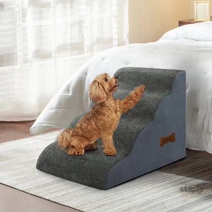 Pawz 4 Steps Pet Stairs Dog Ramp High Density Foam Grey-2018816756843417606