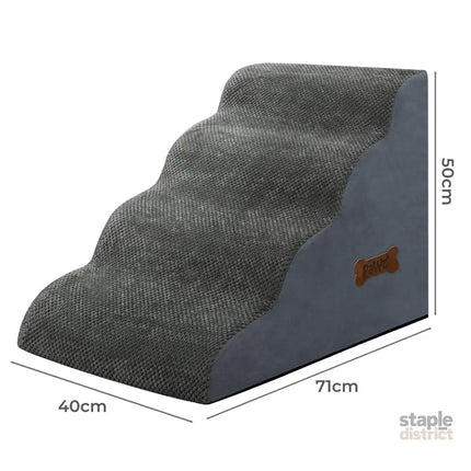 Pawz 4 Steps Pet Stairs Dog Ramp High Density Foam Grey-2018816756843417602