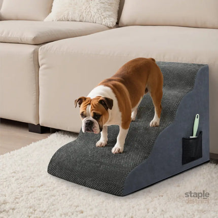 Pawz 4 Steps Pet Stairs Dog Ramp High Density Foam Grey-2029387209974616071