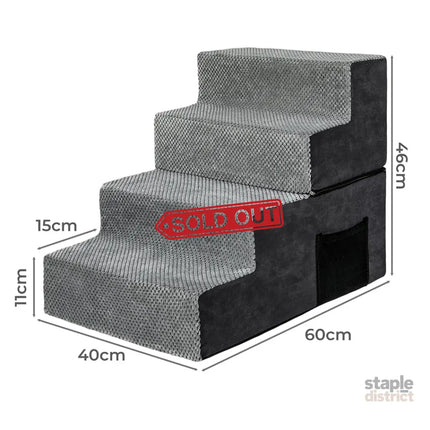 Pawz 4 Steps Pet Stairs Dog Ramp High Density Foam Grey-2006732767437656066