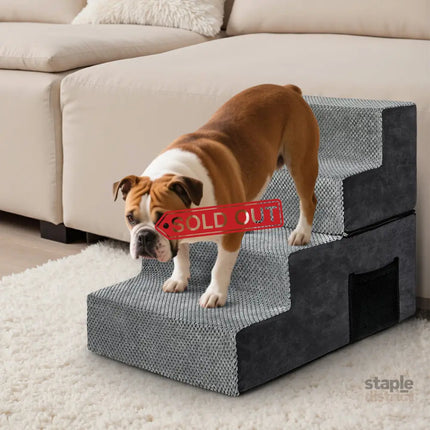 Pawz 4 Steps Pet Stairs Dog Ramp High Density Foam Grey-2006732767437656071