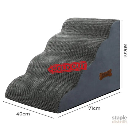 Pawz 4 Steps Pet Stairs Dog Ramp High Density Foam Grey-2018816756843417602