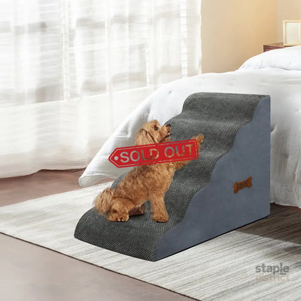 Pawz 5 Steps Pet Stairs Dog Ramp High Density Foam Grey-2029387208141705222