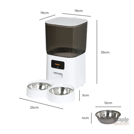 PaWz 5L Automatic Pet Feeder 2 Bowl White-2018816828129808386