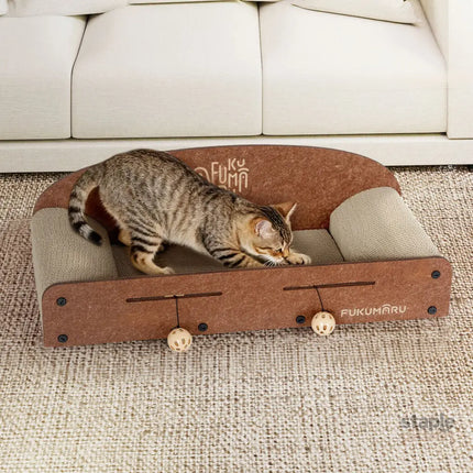 Pawz Cat Scratching Board Corrugated Cardboard 2 Balls-2050056797095596038