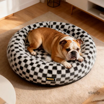 Pawz Circular Plush Dog Cosy Bed Calming Pet Plush Bed-2050056753256730631