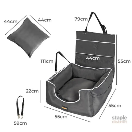 PaWz Dog Car Booster Seat Belt Pet Backrest Grey-2018816730658377730