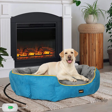 PaWz Electric Pet Heater Bed Heated L Blue Large-2029387226655363079