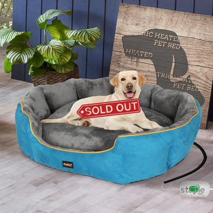 PaWz Electric Pet Heater Bed Heated L Blue Large-2029387226655363078