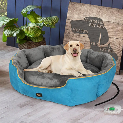 PaWz Electric Pet Heater Bed Heated L Blue Large-2029387226655363078