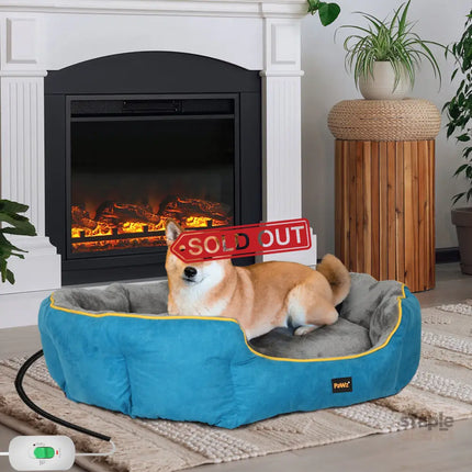 PaWz Electric Pet Heater Bed Heated M Blue Medium-2029387226999296007