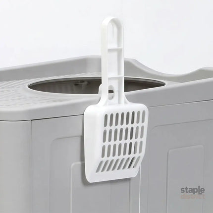 Pawz Large Cat Litter Box Foldable Top Entry Covered Litter Tray Scoop Grey-2050056785414459397
