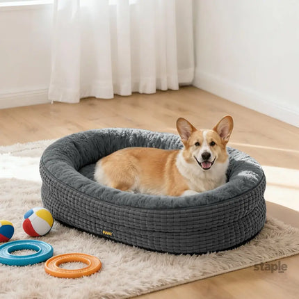 Pawz Orthopedic Plush Dog Bed Soft Washable Pet Bed Grey Cosy Cushion L Size-2050056794172166150