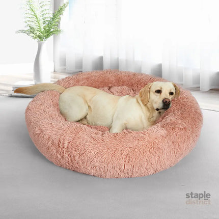 PaWz Pet Bed Cat Dog Donut Nest Calming L Pink Large-2018816656003960838