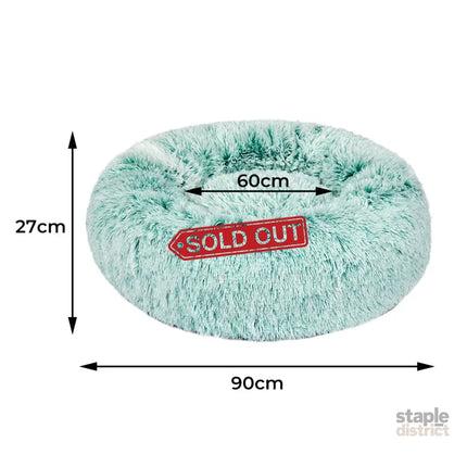 PaWz Pet Bed Cat Dog Donut Nest Calming L Teal Large-2029387223153119234