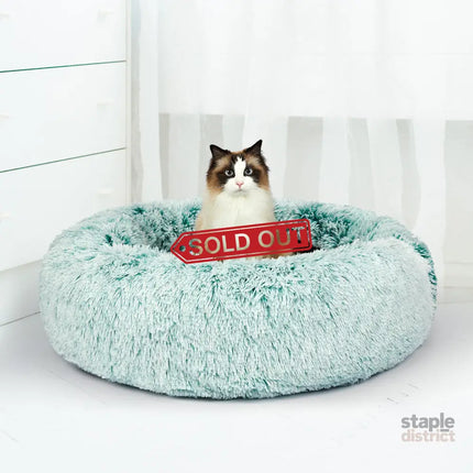PaWz Pet Bed Cat Dog Donut Nest Calming L Teal Large-2029387223153119239