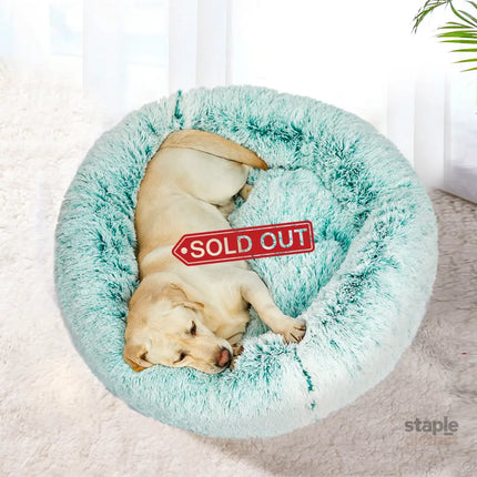 PaWz Pet Bed Cat Dog Donut Nest Calming L Teal Large-2029387223153119238
