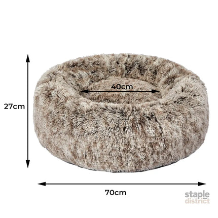 PaWz Pet Bed Cat Dog Donut Nest Calming M Brown Medium-2018816726594097154