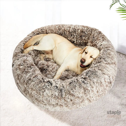 PaWz Pet Bed Cat Dog Donut Nest Calming M Brown Medium-2018816726594097158
