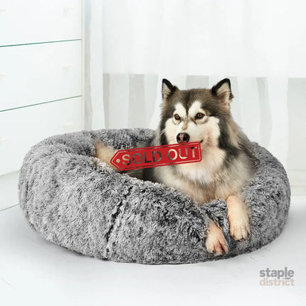 PaWz Pet Bed Cat Dog Donut Nest Calming M Charcoal Medium-2018816744063373319