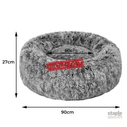 PaWz Pet Bed Cat Dog Donut Nest Calming M Charcoal Medium-2018816744063373314