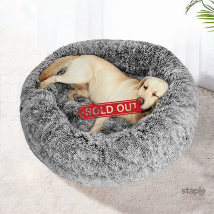 PaWz Pet Bed Cat Dog Donut Nest Calming M Charcoal Medium-2018816744063373318