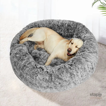 PaWz Pet Bed Cat Dog Donut Nest Calming M Charcoal Medium-2018816744063373318