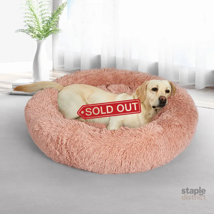 PaWz Pet Bed Cat Dog Donut Nest Calming M Pink Medium-2018816641391005702