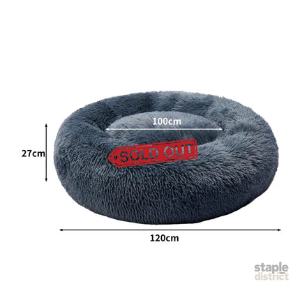 PaWz Pet Bed Cat Dog Donut Nest Calming XXXL Dark Grey XXX-Large-2029387265494618114