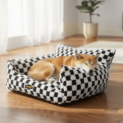 Pawz Pet Bed Plush Checkered Dog Bed Washable Cat Bed-2050056800832720903
