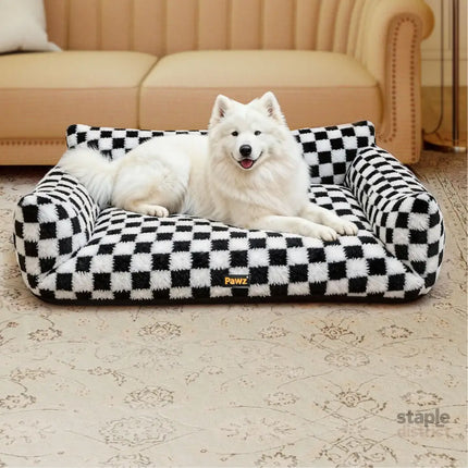 Pawz Pet Bed Plush Checkered Dog Bed Washable Cat Bed-2050056800832720902