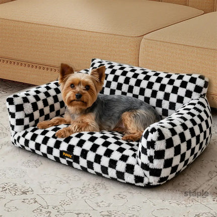 Pawz Pet Bed Plush Checkered Dog Bed Washable Cat Bed-2050056801222791175