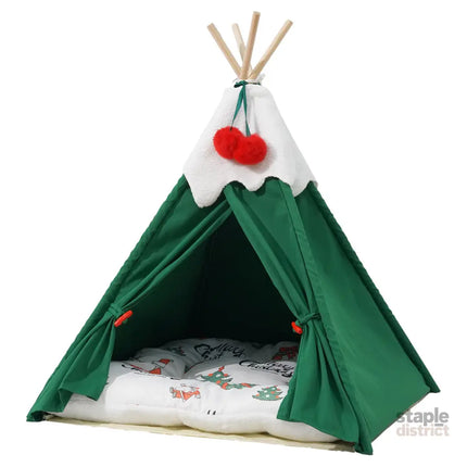 Pawz Pet Tent Dog Cat Tent Bed Washable Indoor Green-2050056804427239424