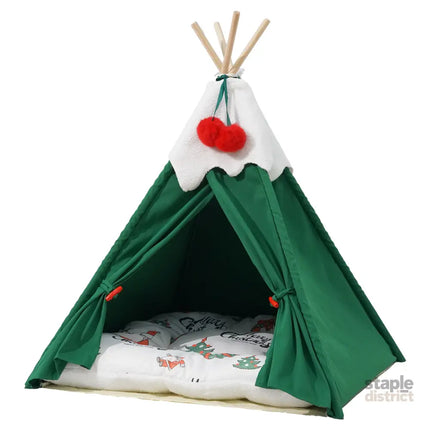 Pawz Pet Tent Dog Cat Tent Bed Washable Indoor Green-2050056804792143880